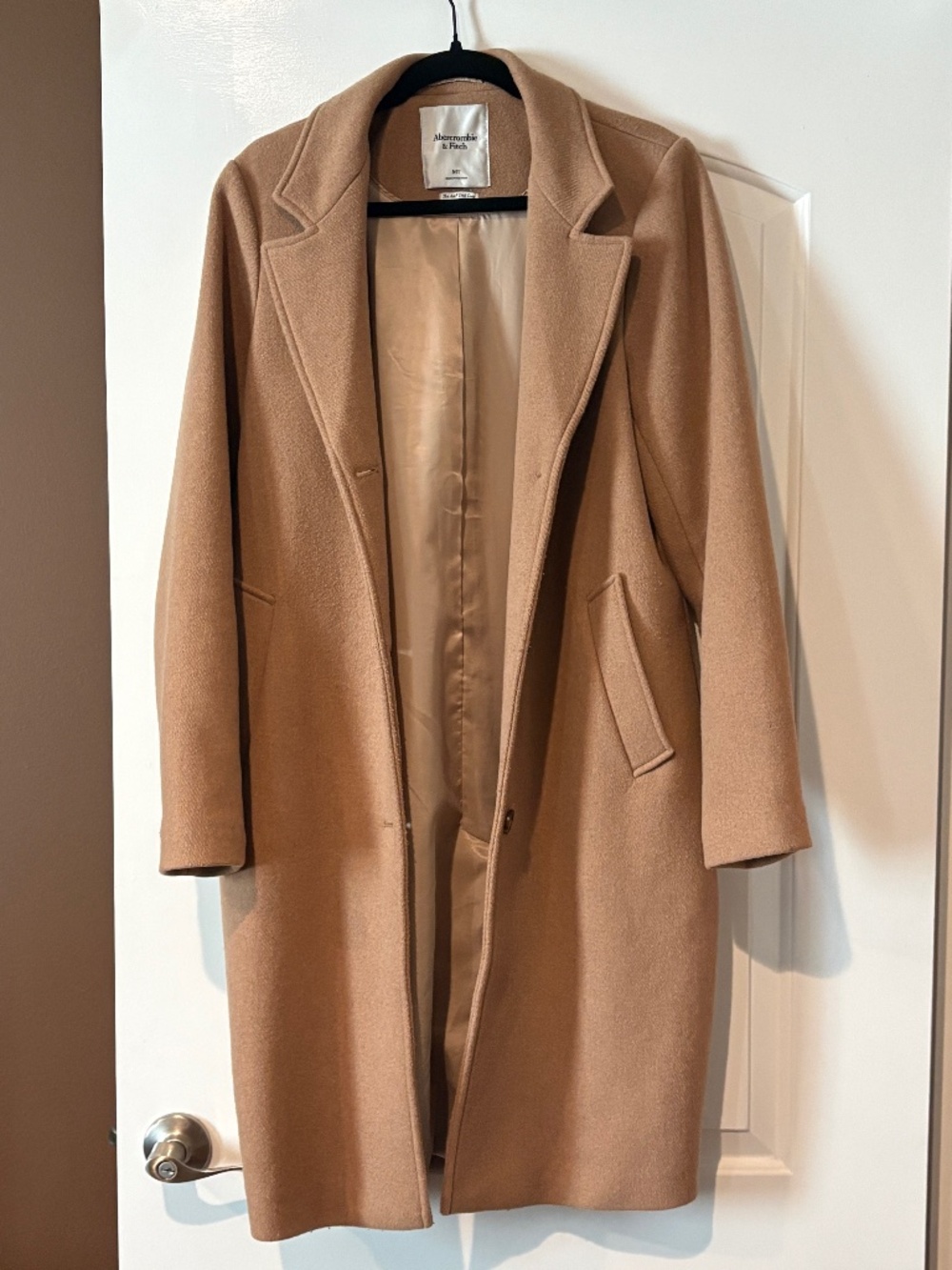 Women's size TALL Abercrombie and Fitch The A&F Dad Coat Camel